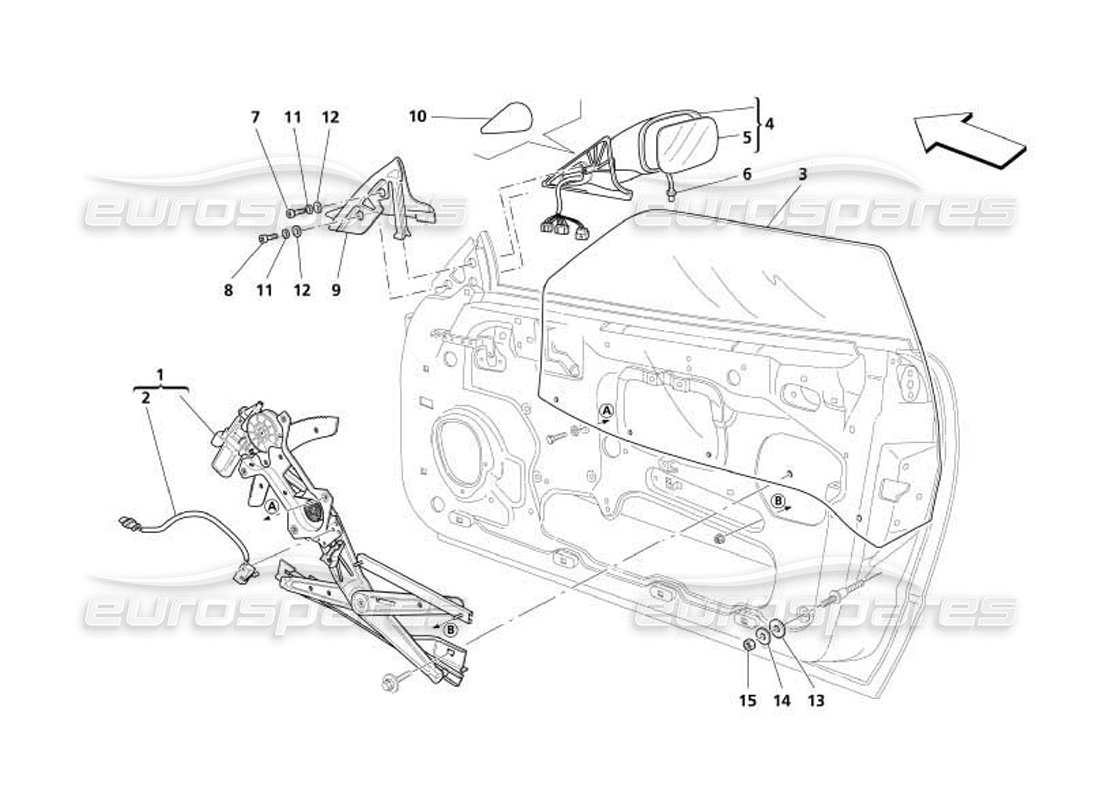 maserati 4200 coupe (2005) doors - power window and rearwiew mirror part diagram