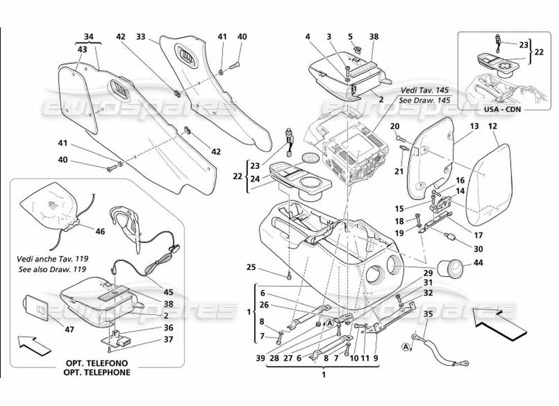 maserati 4200 coupe (2005) tunnel - framework and accessories part diagram