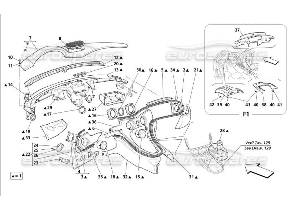 maserati 4200 coupe (2005) dashboard -not for gd- part diagram