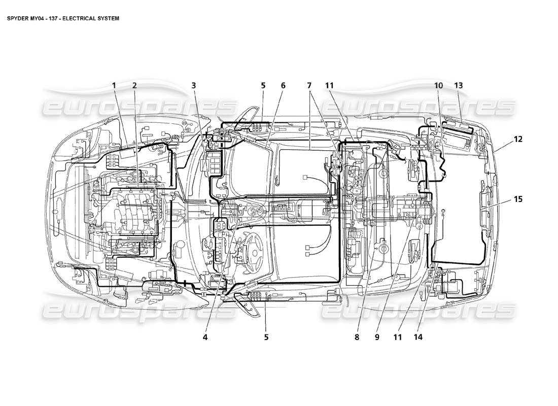 maserati 4200 spyder (2004) electrical system parts diagram