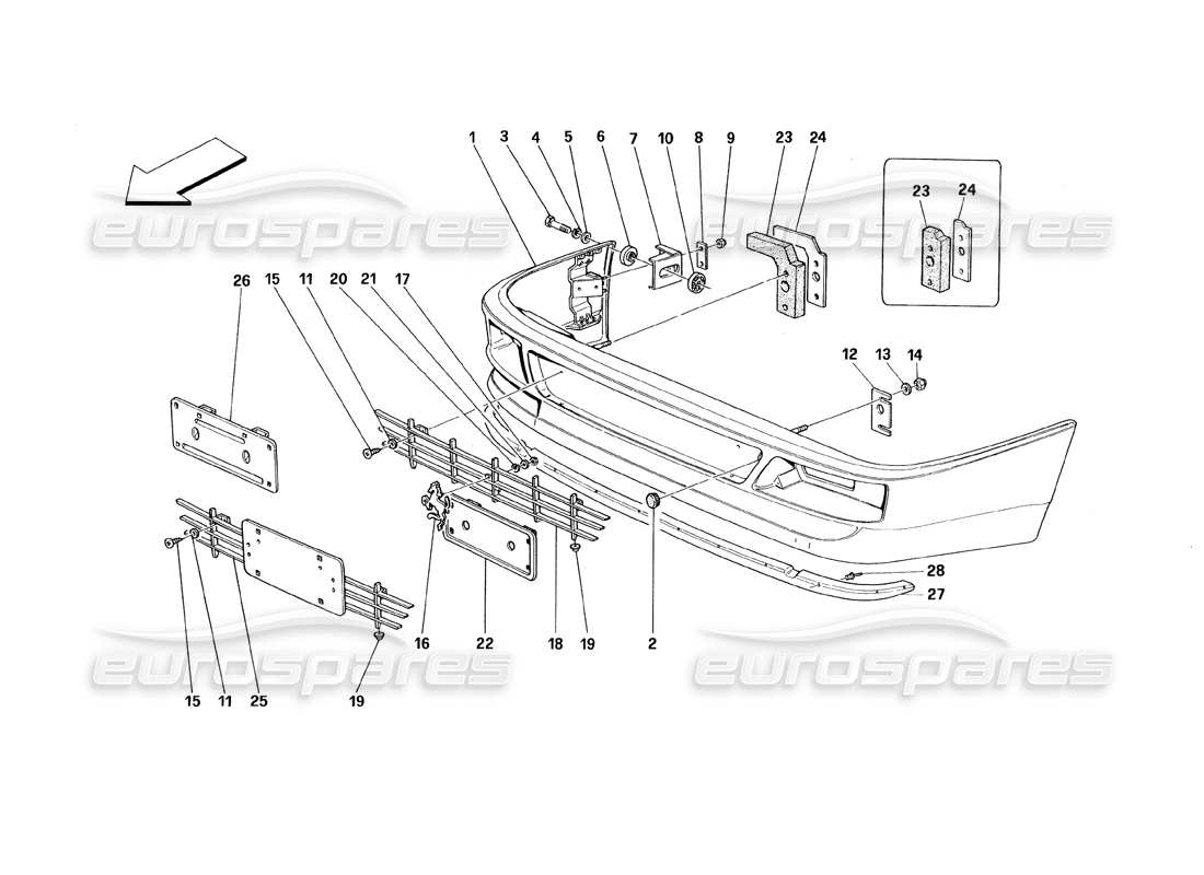 ferrari 348 (1993) tb / ts front bumper part diagram