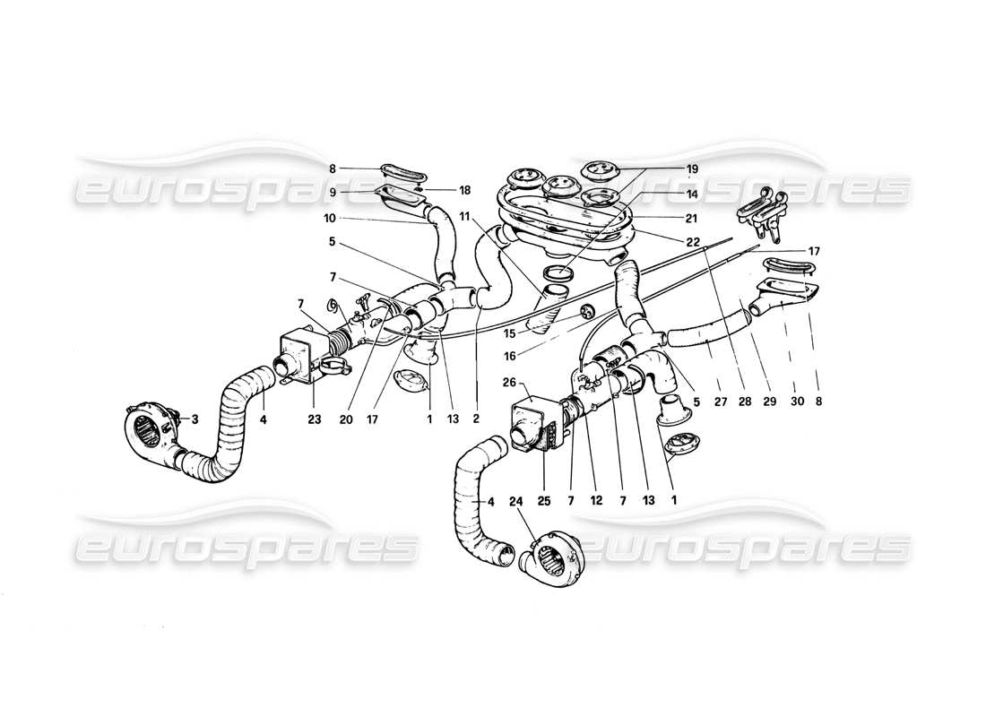 ferrari 308 quattrovalvole (1985) heating system parts diagram