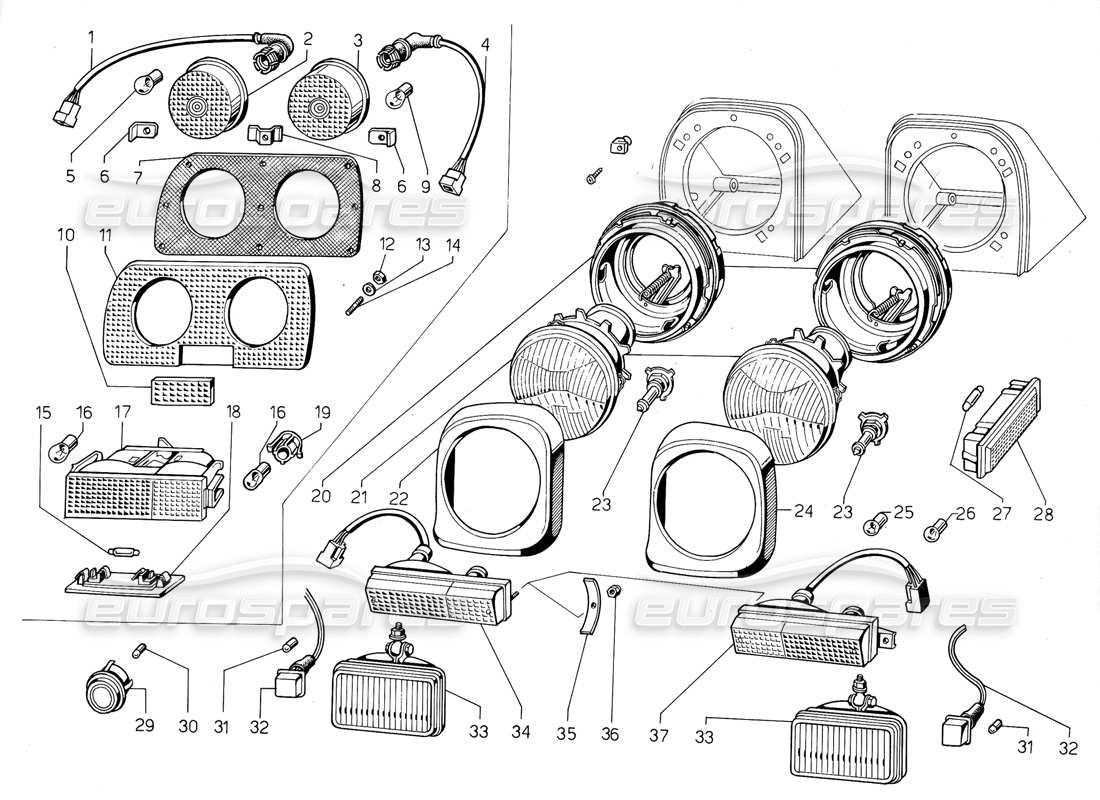 VIEW PARTS DIAGRAMS FROM THE LAMBORGHINI JALPA PARTS CATALOGUE a part diagram from the lamborghini jalpa parts catalogue