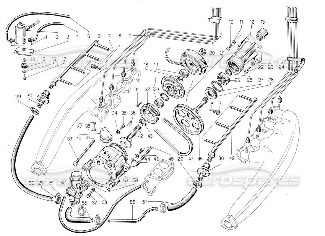 VIEW PARTS DIAGRAMS FROM THE LAMBORGHINI JALPA PARTS CATALOGUE a part diagram from the lamborghini jalpa parts catalogue