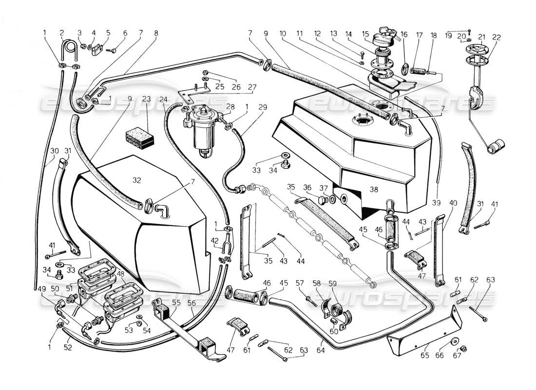 VIEW PARTS DIAGRAMS FROM THE LAMBORGHINI COUNTACH PARTS CATALOGUE a part diagram from the lamborghini countach parts catalogue
