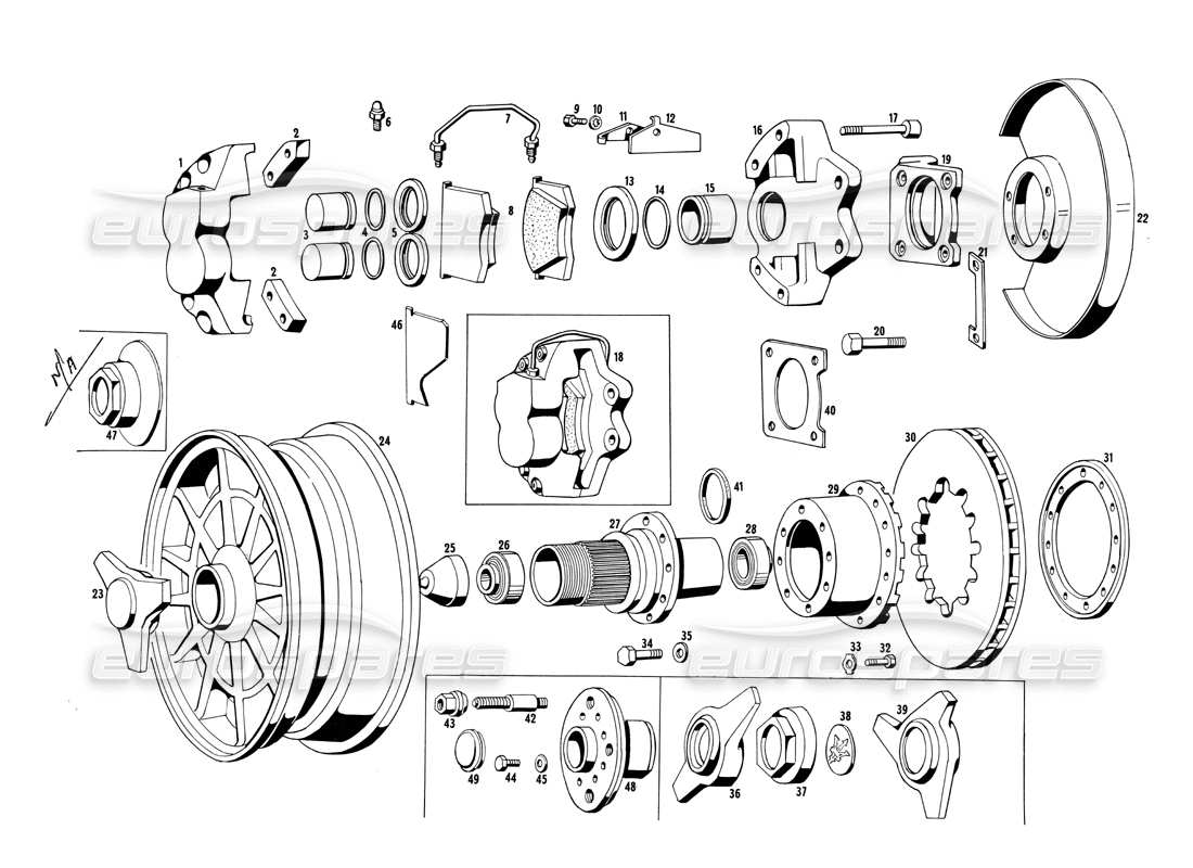 a part diagram from the maserati ghibli (1967-1973) parts catalogue