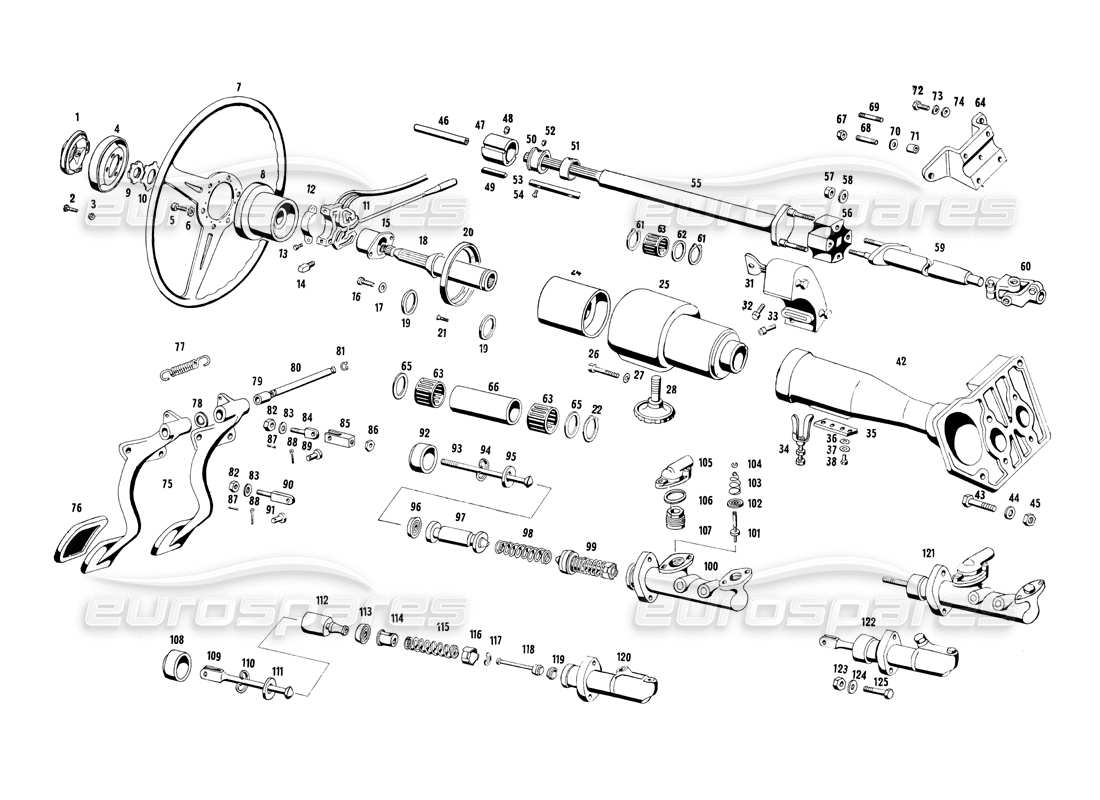 a part diagram from the maserati ghibli (1967-1973) parts catalogue