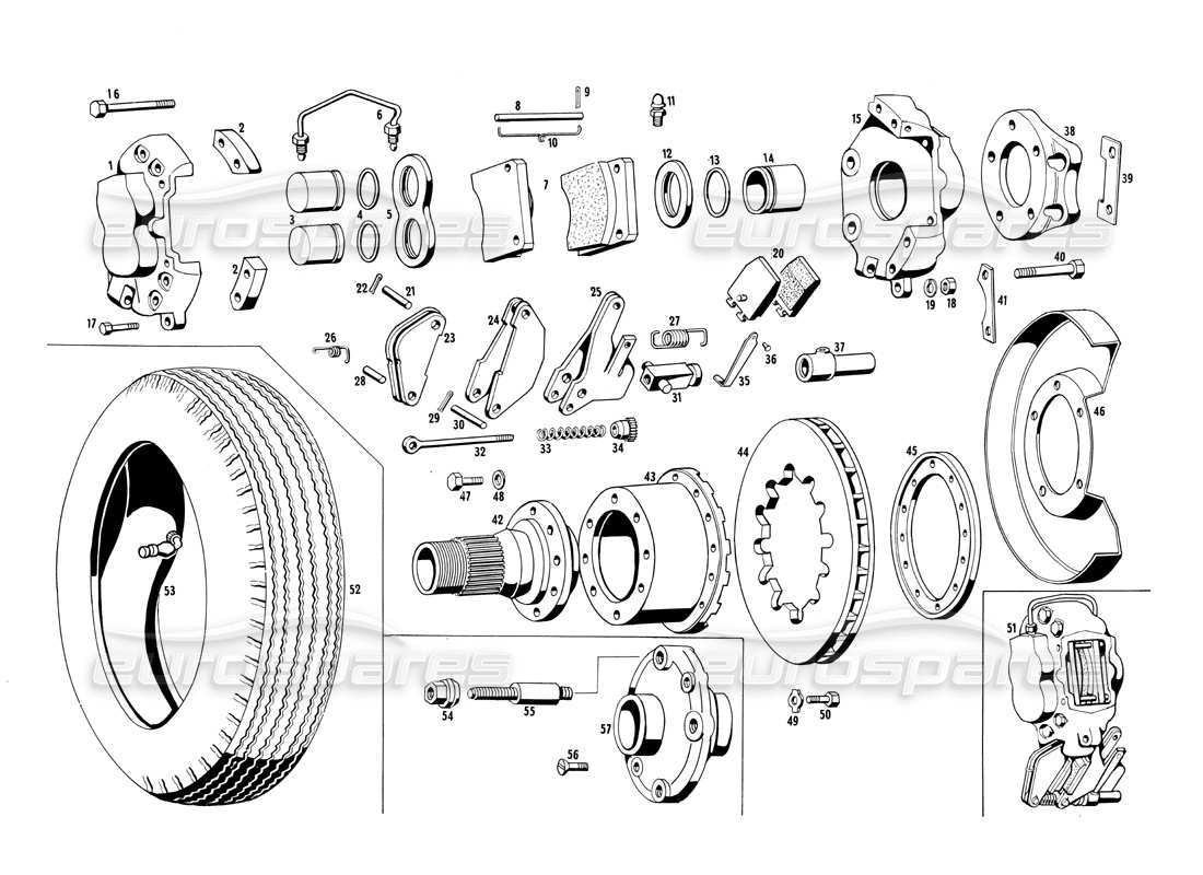 a part diagram from the maserati ghibli (1967-1973) parts catalogue