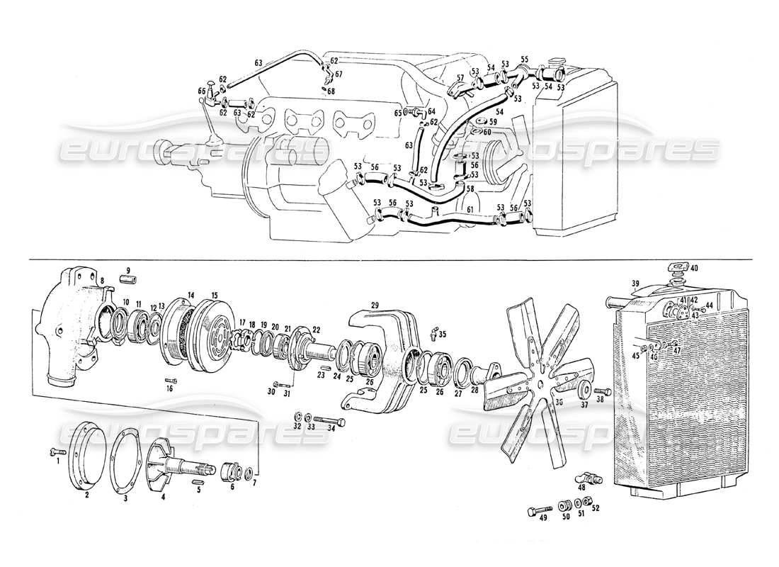 a part diagram from the maserati mistral parts catalogue