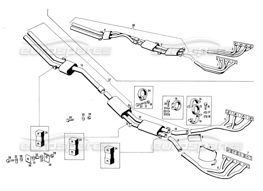 a part diagram from the maserati ghibli (1967-1973) parts catalogue