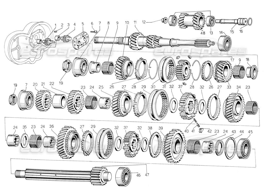 VIEW PARTS DIAGRAMS FROM THE LAMBORGHINI JALPA PARTS CATALOGUE a part diagram from the lamborghini jalpa parts catalogue