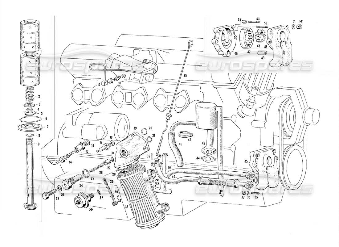 a part diagram from the maserati mistral parts catalogue