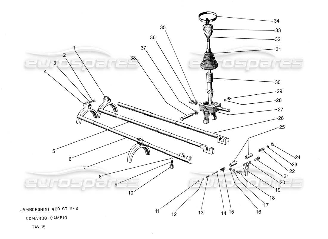 a part diagram from the lamborghini 400 gt parts catalogue