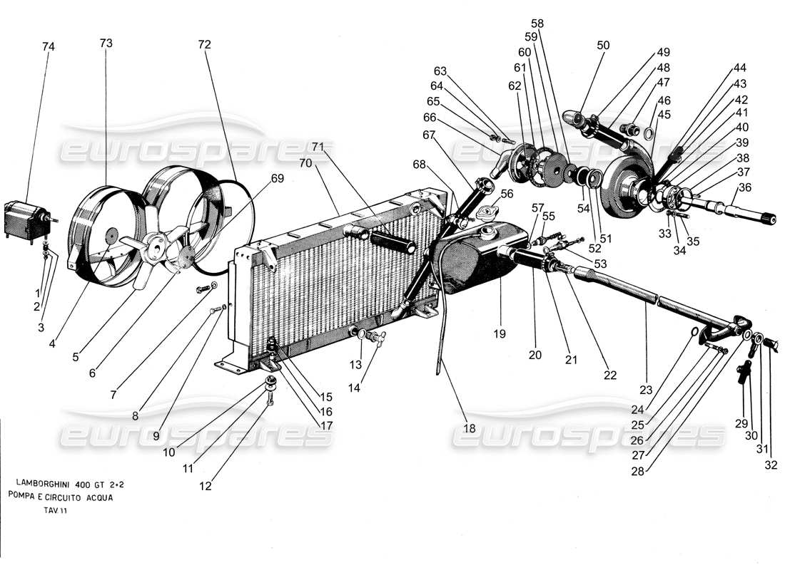 a part diagram from the lamborghini 400 parts catalogue