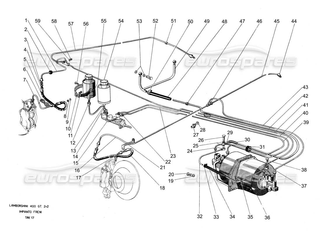 a part diagram from the lamborghini 400 parts catalogue