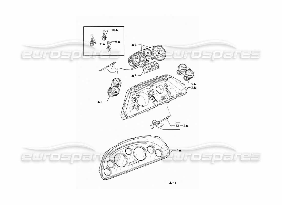 a part diagram from the maserati ghibli (1993-1995) parts catalogue