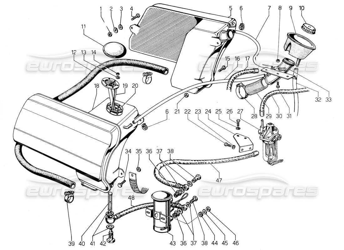 a part diagram from the lamborghini urraco parts catalogue