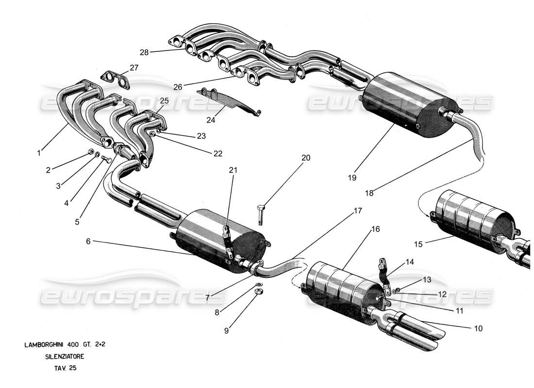 a part diagram from the lamborghini 400 parts catalogue