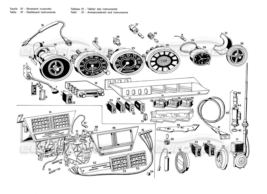 a part diagram from the maserati merak parts catalogue