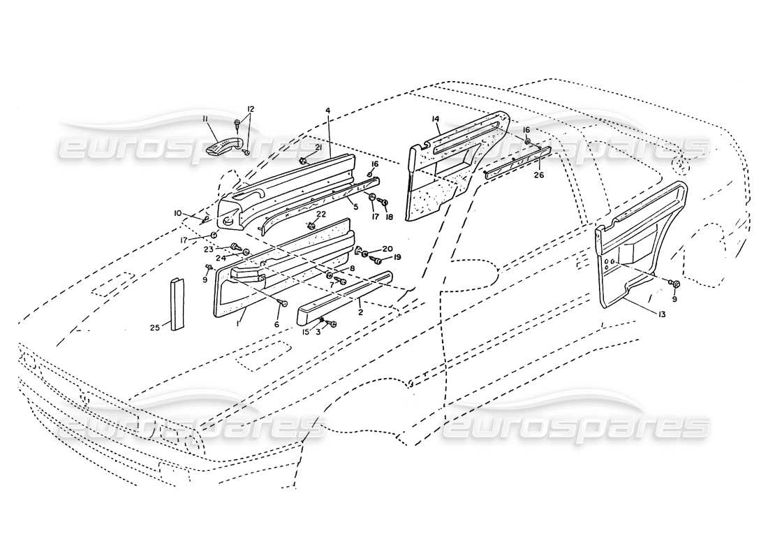 a part diagram from the maserati ghibli (1993-1995) parts catalogue