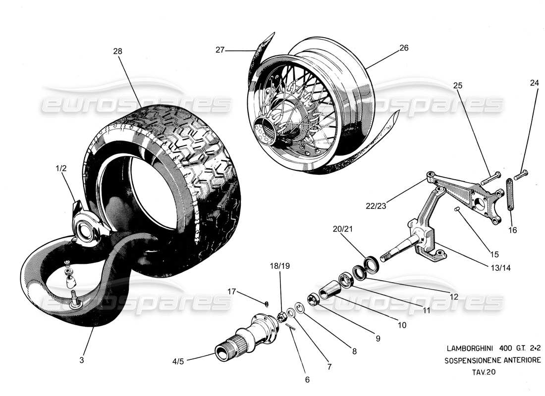 a part diagram from the lamborghini 400 parts catalogue