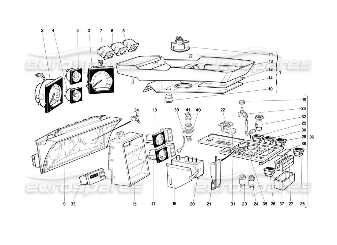 a part diagram from the ferrari testarossa parts catalogue