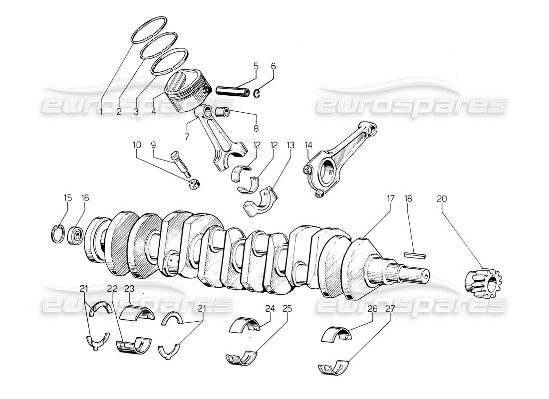 VIEW PARTS DIAGRAMS FROM THE LAMBORGHINI COUNTACH PARTS CATALOGUE a part diagram from the lamborghini countach parts catalogue