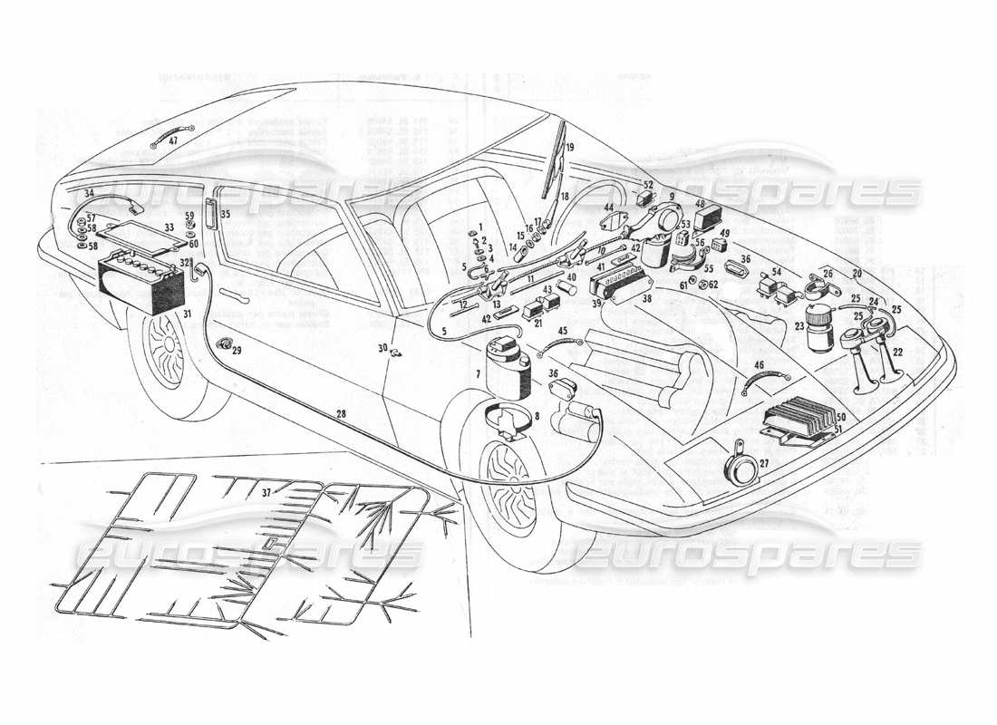 a part diagram from the maserati indy parts catalogue