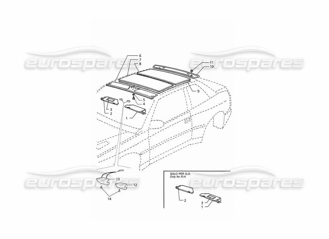 a part diagram from the maserati ghibli (1993-1995) parts catalogue