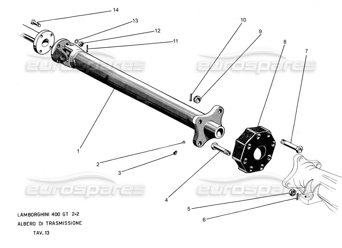 a part diagram from the lamborghini 400 parts catalogue