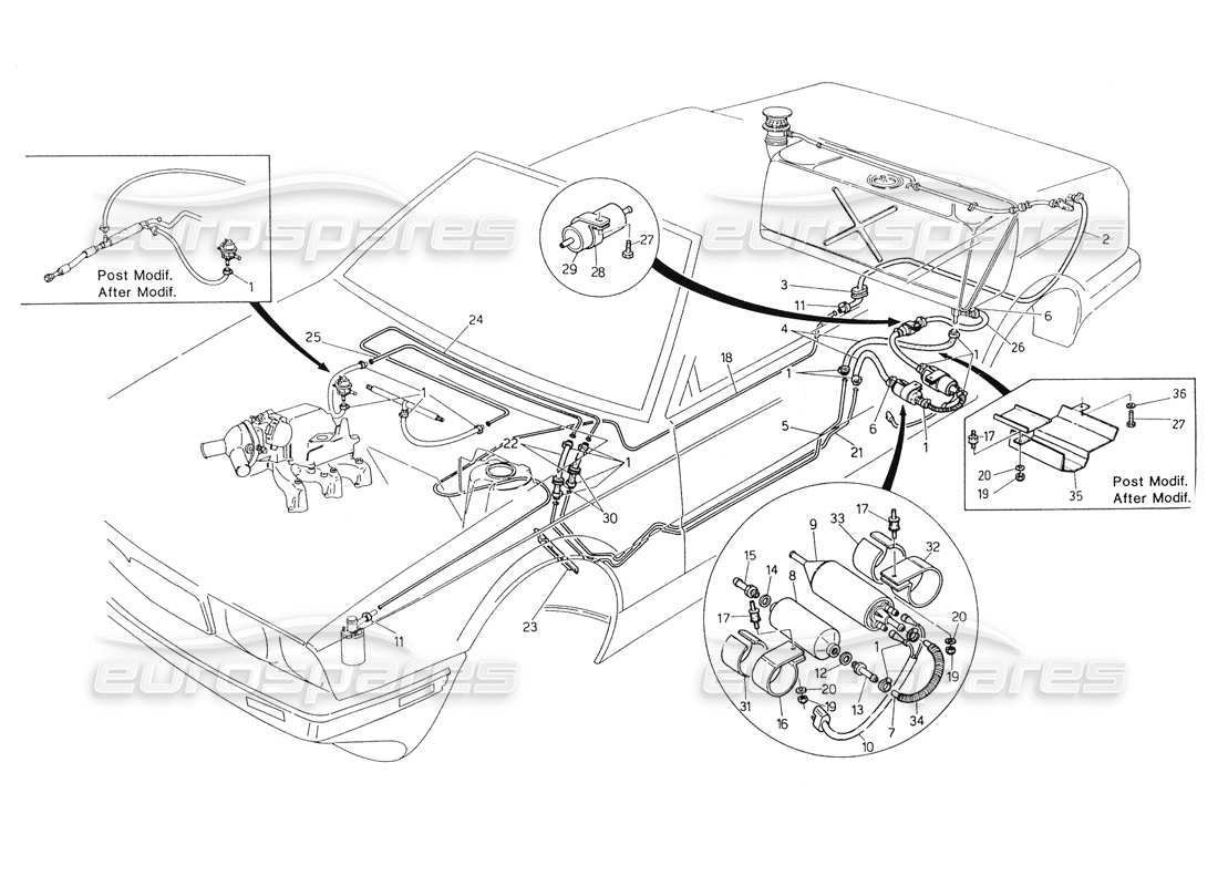 a part diagram from the maserati biturbo (1983-1995) parts catalogue