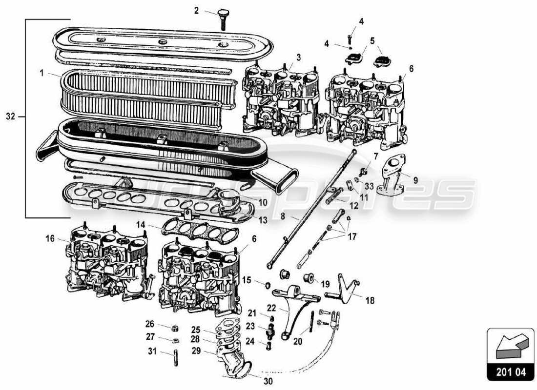 VIEW PARTS DIAGRAMS FROM THE LAMBORGHINI MIURA PARTS CATALOGUE a part diagram from the lamborghini miura parts catalogue
