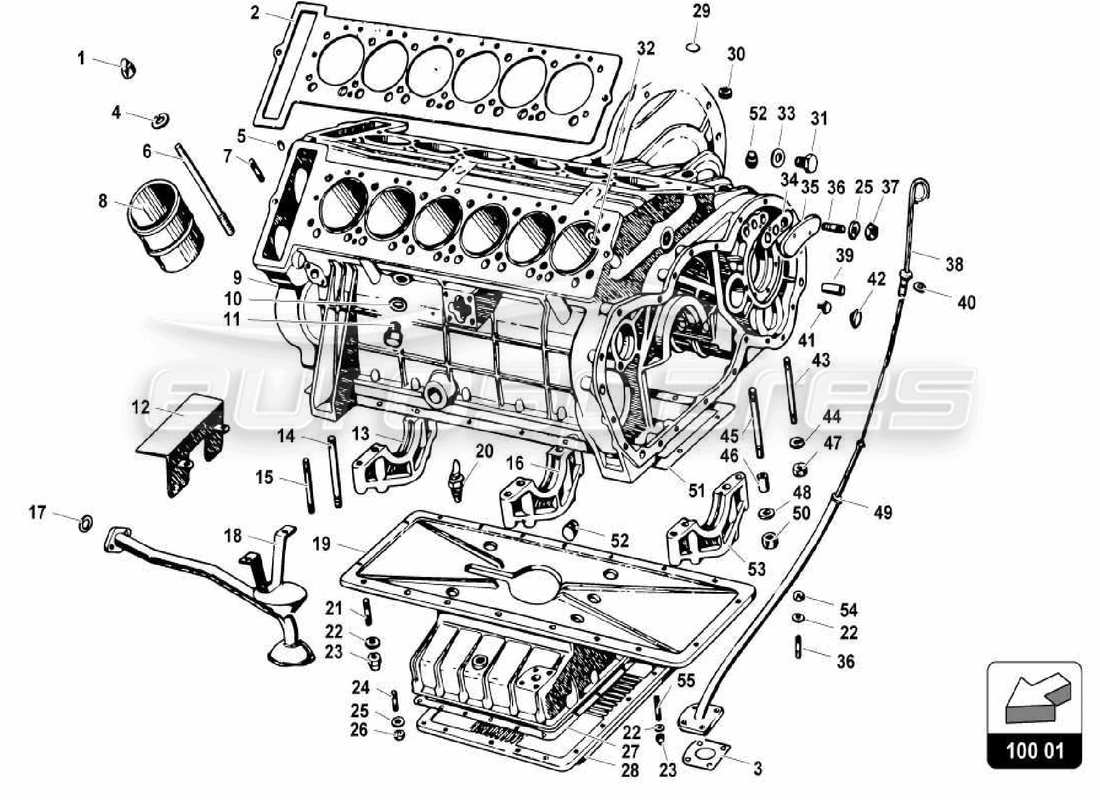 a part diagram from the lamborghini miura parts catalogue