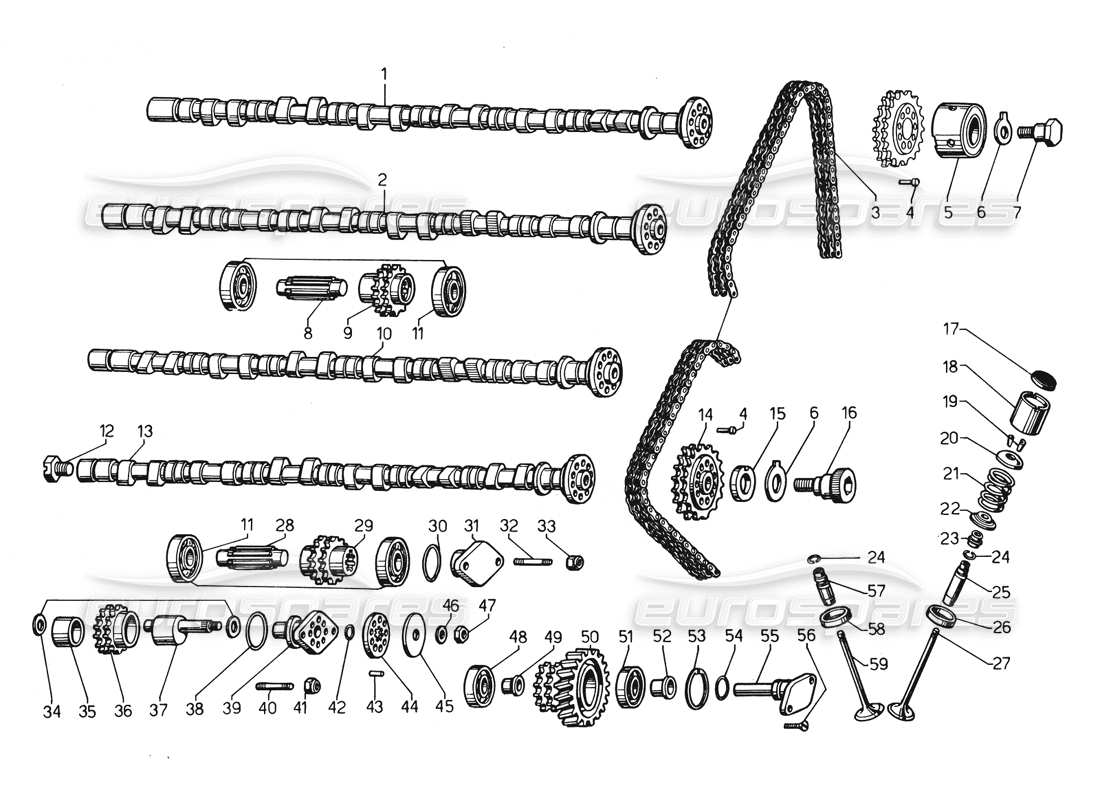 VIEW PARTS DIAGRAMS FROM THE LAMBORGHINI COUNTACH PARTS CATALOGUE a part diagram from the lamborghini countach parts catalogue