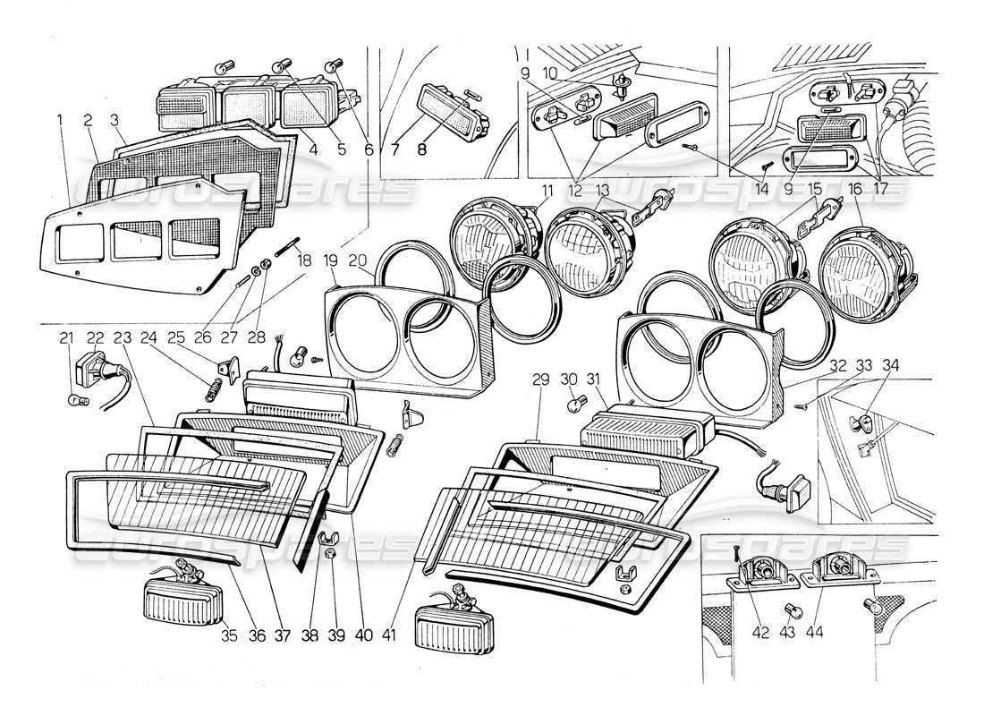 a part diagram from the lamborghini countach lp400 parts catalogue