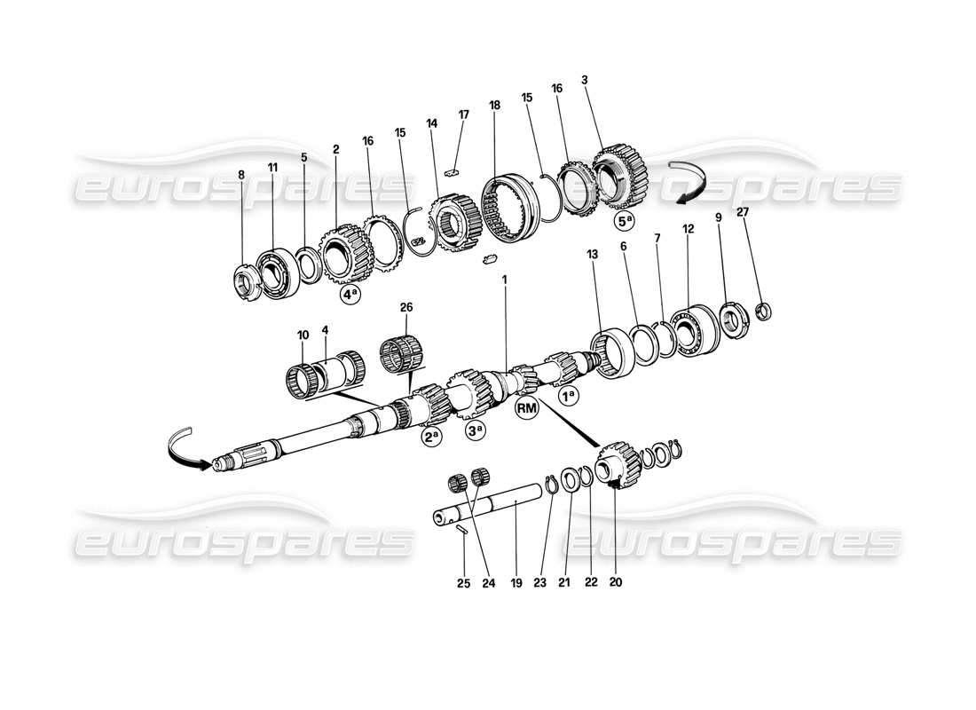 a part diagram from the ferrari mondial 3.2 qv (1987) parts catalogue