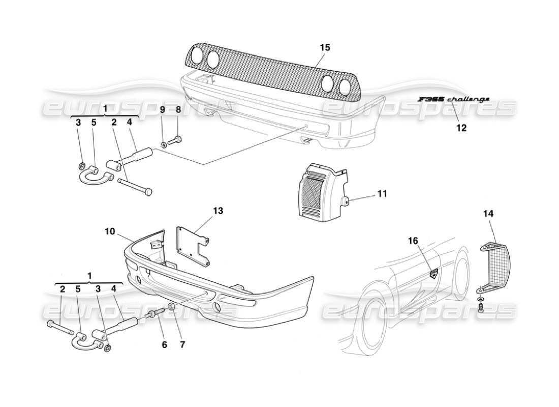 a part diagram from the ferrari 355 challenge (1996) parts catalogue