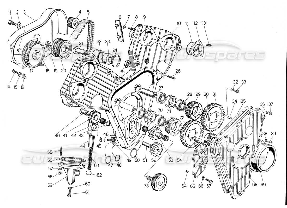 a part diagram from the lamborghini urraco parts catalogue