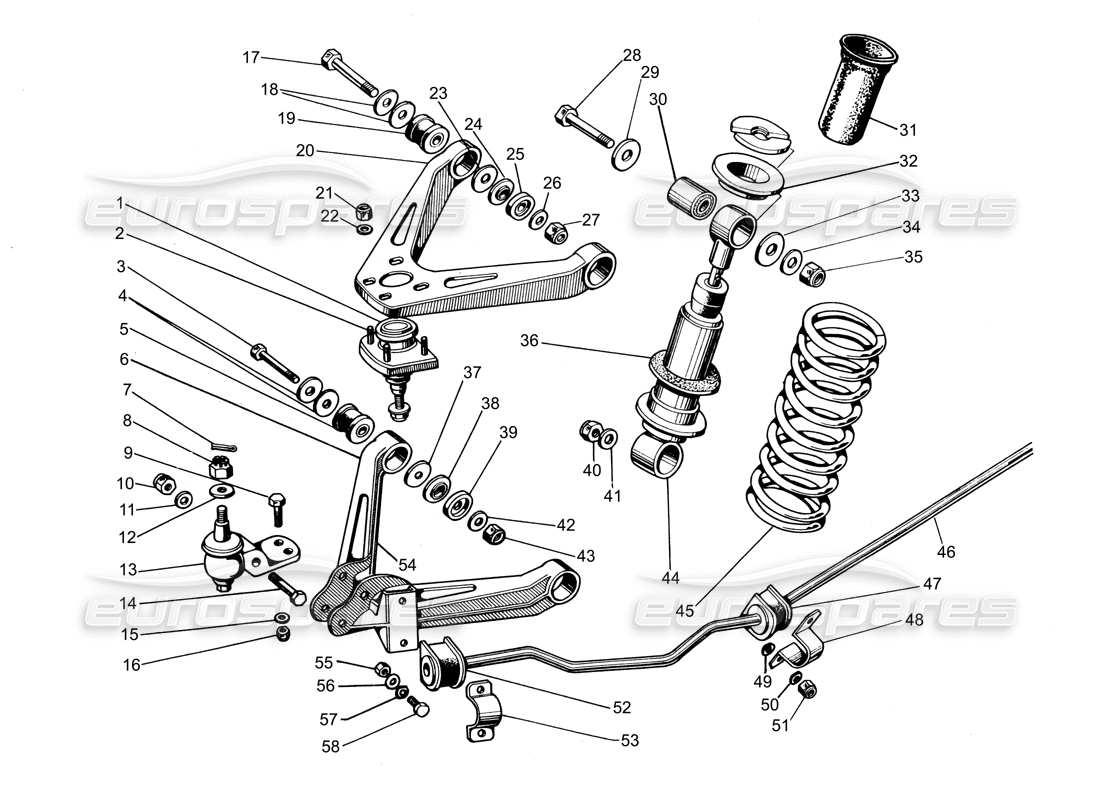 VIEW PARTS DIAGRAMS FROM THE LAMBORGHINI ESPADA PARTS CATALOGUE a part diagram from the lamborghini espada parts catalogue
