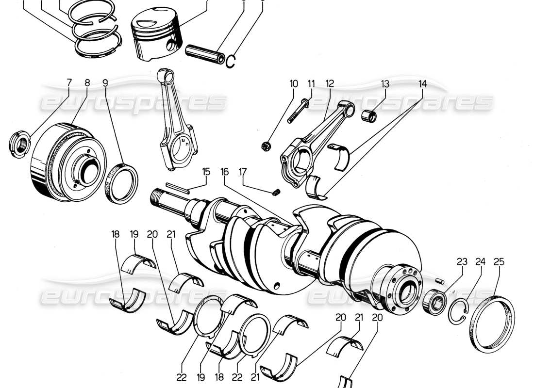 a part diagram from the lamborghini urraco parts catalogue