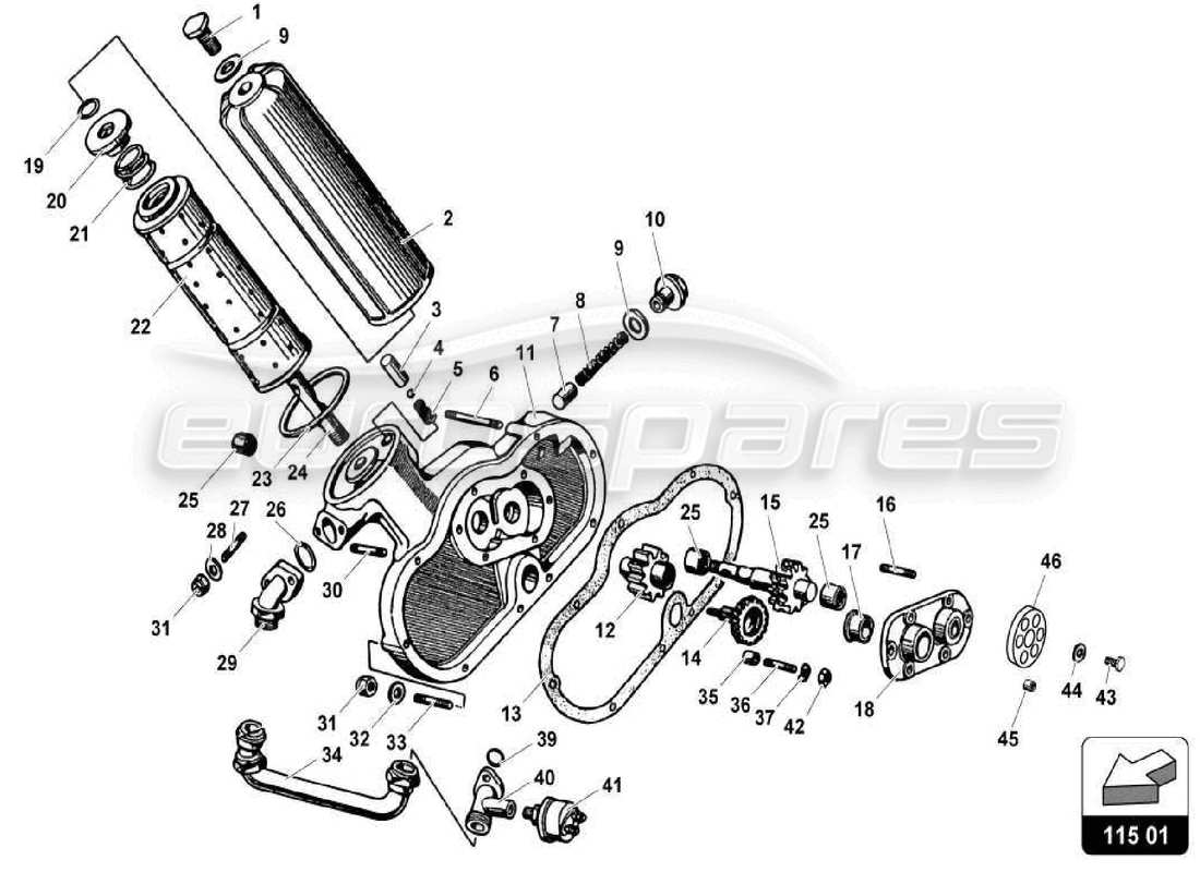 a part diagram from the lamborghini miura parts catalogue