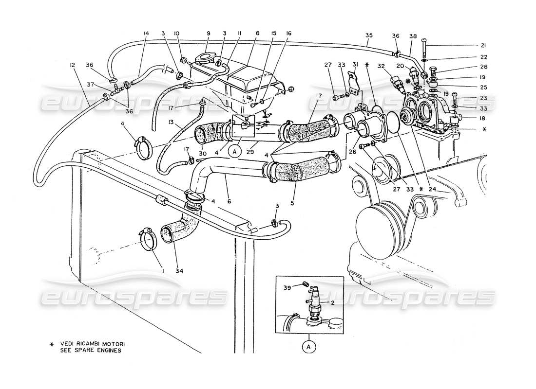 a part diagram from the maserati ghibli (1993-1995) parts catalogue