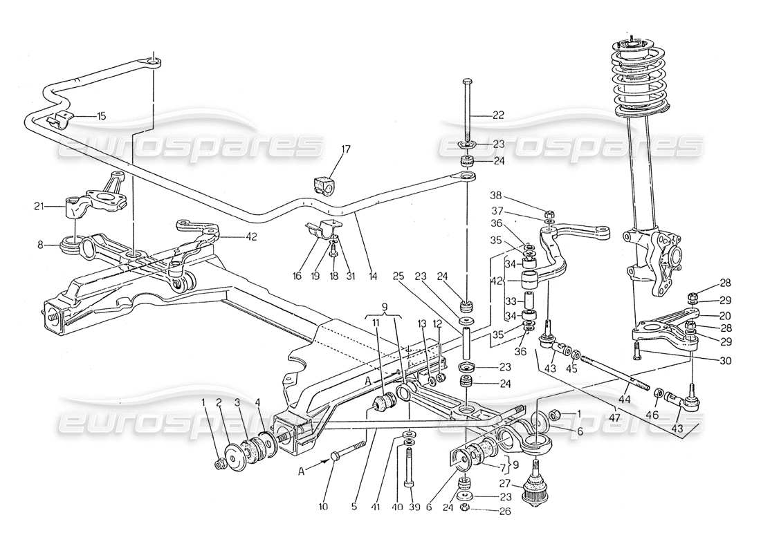 a part diagram from the maserati biturbo (1983-1995) parts catalogue