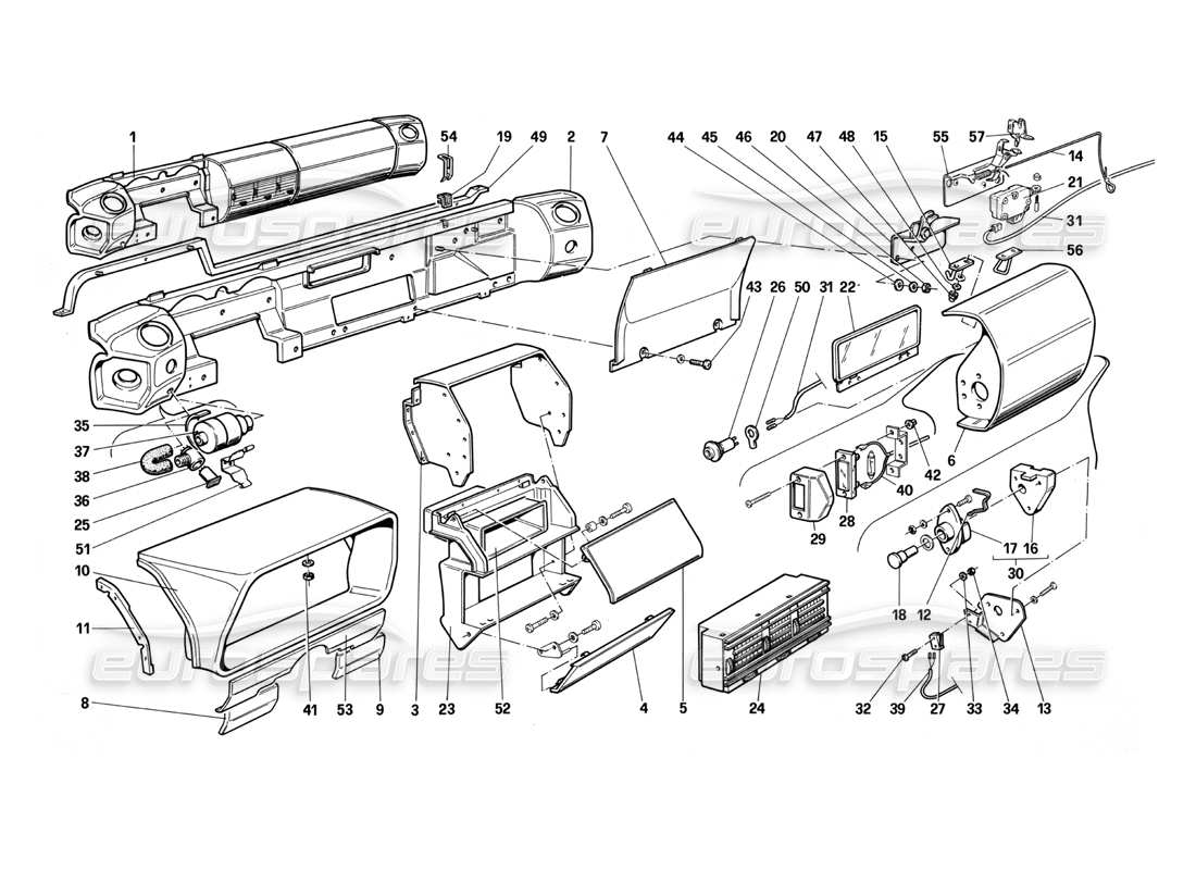 a part diagram from the ferrari testarossa parts catalogue