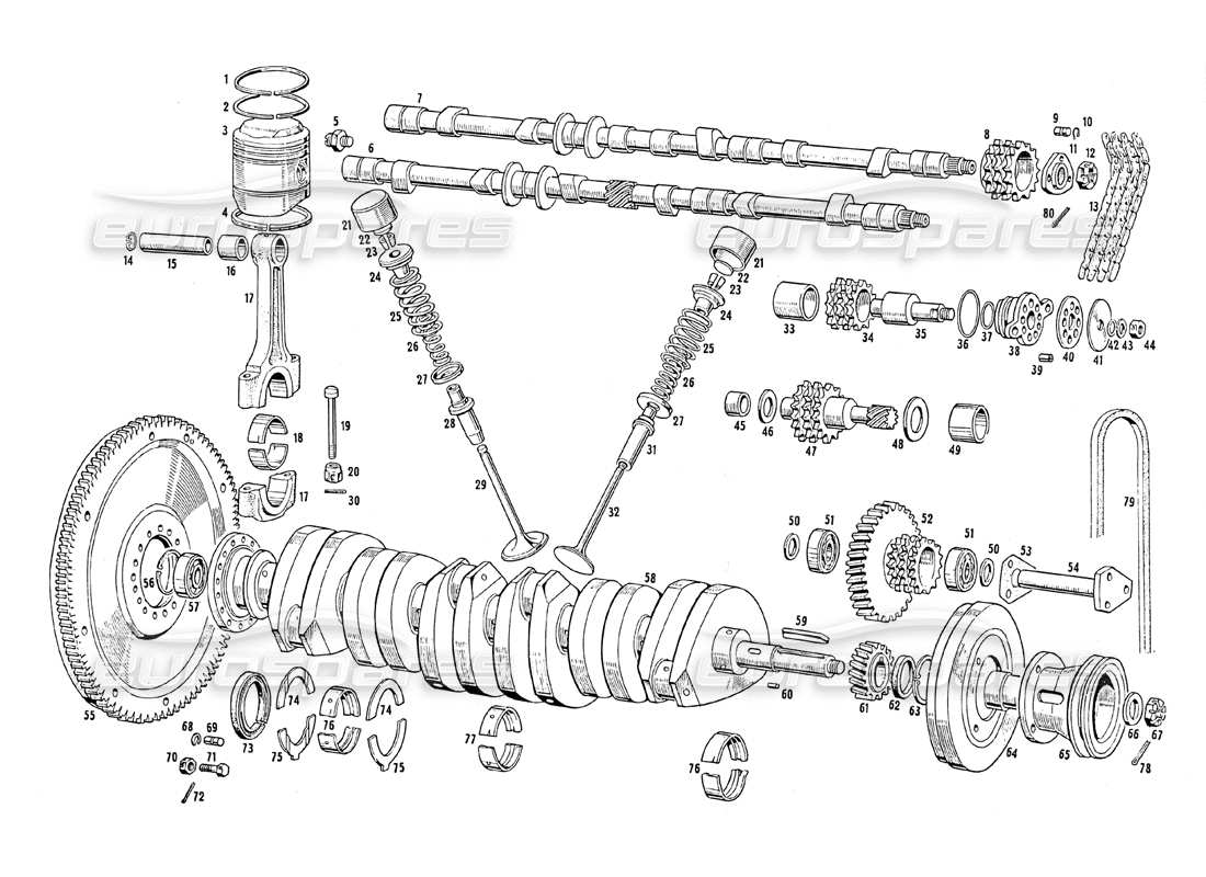 a part diagram from the maserati mistral parts catalogue