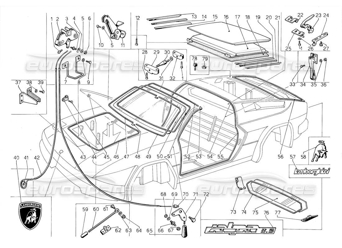 a part diagram from the lamborghini jalpa parts catalogue