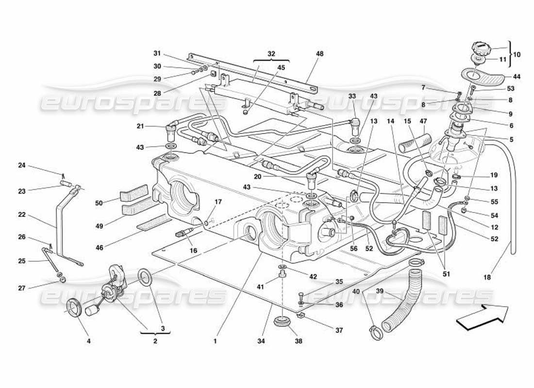 a part diagram from the ferrari 550 barchetta parts catalogue