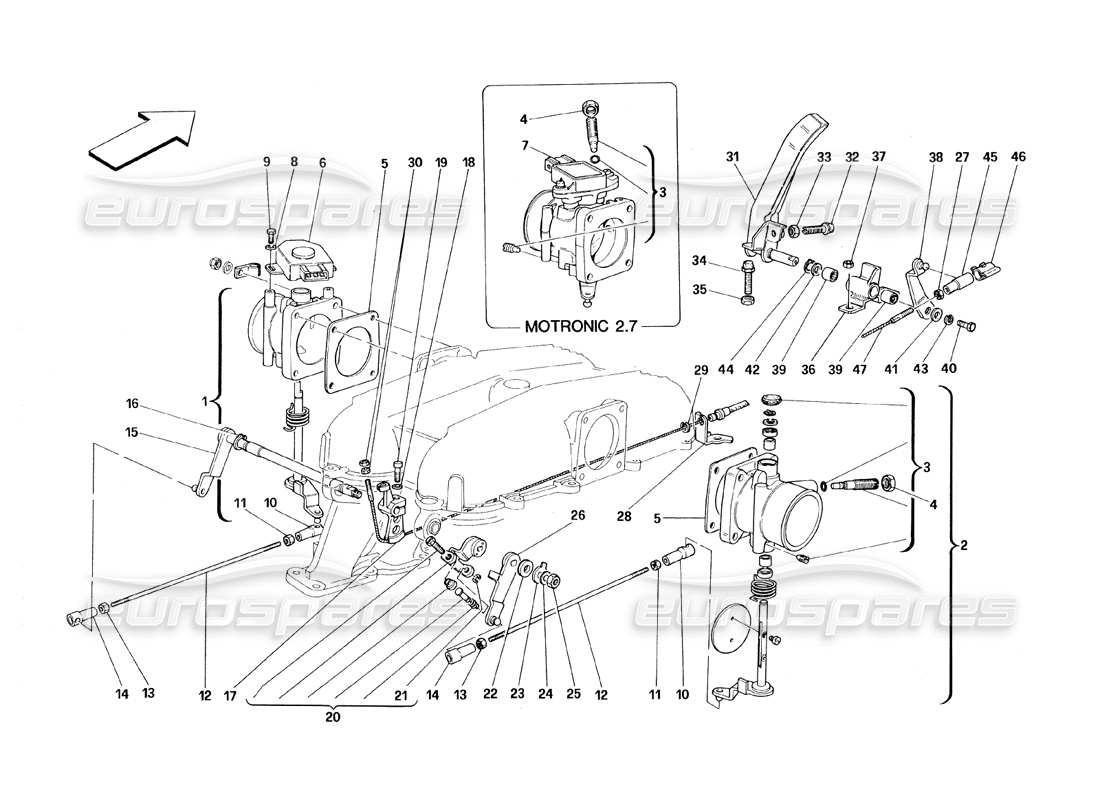 a part diagram from the ferrari 348 (1993) tb / ts parts catalogue