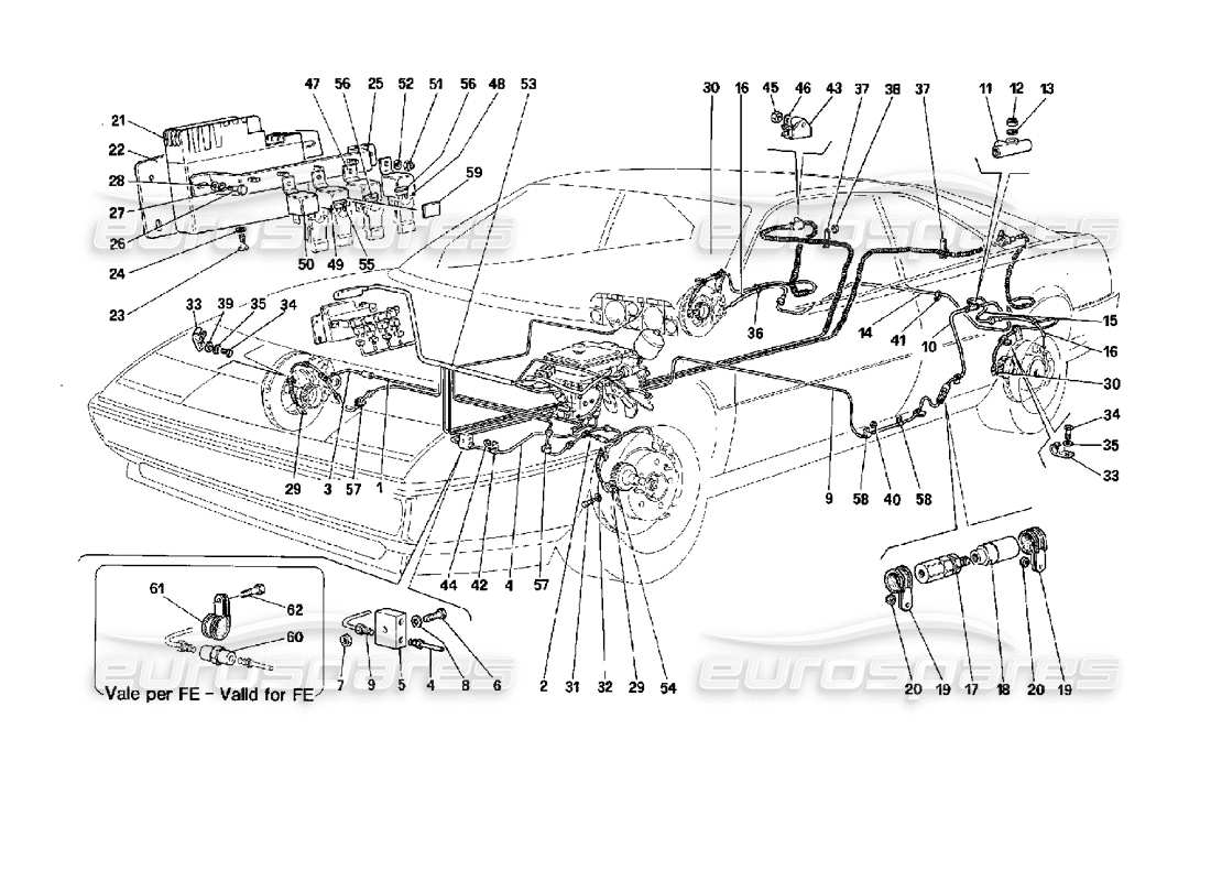 a part diagram from the ferrari mondial 3.4 t coupe/cabrio parts catalogue