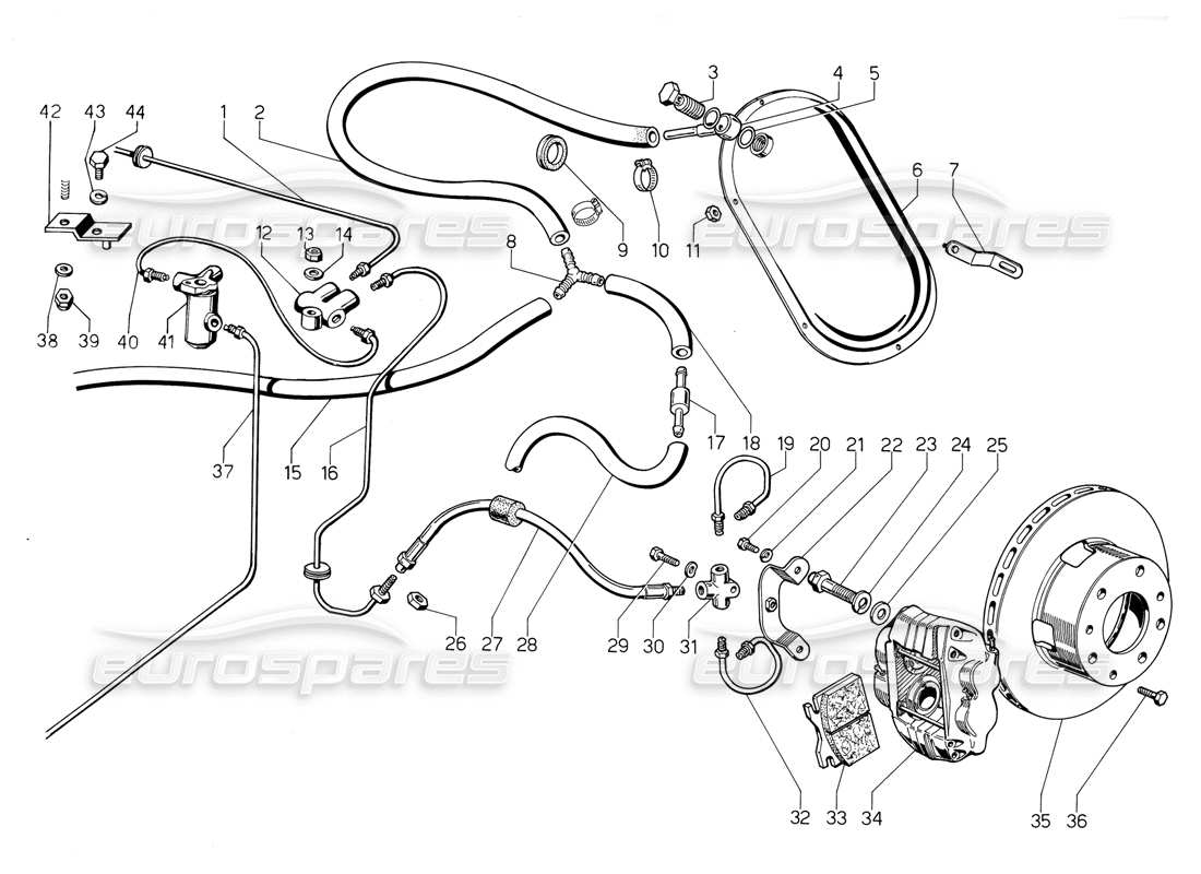 a part diagram from the lamborghini jalpa parts catalogue